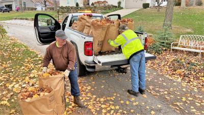 Fall leaf collection by Village of Marblehead's maintenance crew